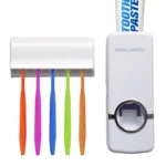 Tooth Paste Dispenser With 5 Brush Holder Wall Mounted Automatic Hands Free Toothpaste Dispenser - Image 3