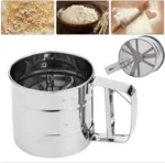 Flour Sifter Stainless Steel – Double Layer Fine Mesh Baking Sifter with One-Hand Press Crank for Cakes & Pastries - Image 2