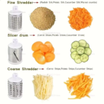 New Vegetable Cutter & Slicer Manual Kitchen Cheese Chopper Machine With 3 Sharp Drums Multifunctional Garlic Potato Shredder For Easy Food Preparation (Random Color) - Image 6