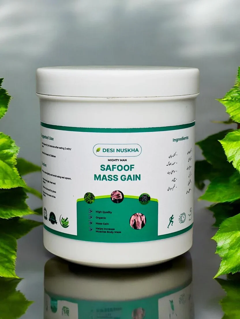 2e35045ae0fd78ce92c347d5a3da8d8e Safoof Mass Gain Herbal Weight Gain Powder Natural Body Mass Support Formula (100g) - Image 1