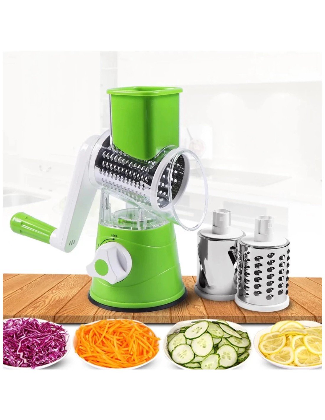 4-31 TableTop Drum Grater | Manual Vegetable Cutter Slicer & Grater | Multi-Functional Kitchen Gadget - High Quality (Random Color) - Image 1