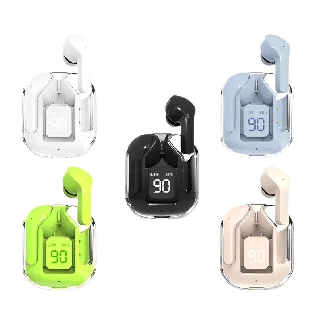 4ac392f54815fcbee22a039a85b72f94 Air 31 Original Wireless Earbuds Bluetooth Earphones - Transparent HIFI Headphones With LED Power Digital Display And Stereo Sound (Random Color) - Image 1