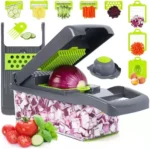 16-In-1 Multifunctional Vegetable Chopper & Slicer With Colander Basket And Storage Container – Heavy-Duty Food Cutter & Dicer For Onion, Potato, Carrot, Garlic & More - Image 6