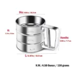 Flour Sifter Stainless Steel – Double Layer Fine Mesh Baking Sifter with One-Hand Press Crank for Cakes & Pastries - Image 4