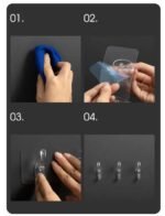 Double Row Adhesive Hook | Transparent Sticky Hook | Wall Hooks Self Adhesive Clothes Coat | Door Hanger Towel Key Holder Bathroom Kitchen Storage Sticker Hook - Image 2