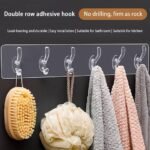 Double Row Adhesive Hook | Transparent Sticky Hook | Wall Hooks Self Adhesive Clothes Coat | Door Hanger Towel Key Holder Bathroom Kitchen Storage Sticker Hook