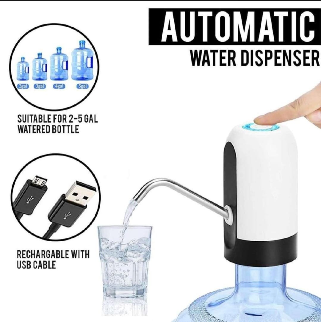 a70b22cdd3435de060451410923b8815 Automatic Electric Water Bottle Pump Dispenser – USB Rechargeable One-Touch Water Pump for Home, Office, Outdoor Use & Universal Gallon Bottles - Image 1