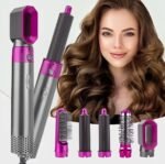 High Quality 5 In 1 Hair Styler Brush | Hair Straightener, Curler, Blow Dryer & Volumizer | Negative Ionic Electric Air Wrap With Detachable Brush Heads (Random Color)