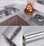 Silver Foil Kitchen Waterproof & Oil Proof Self-Adhesive Sticker Roll – Aluminum Heat Resistant Wallpaper for Stove, Cabinets & Walls (60×200cm) - Image 3
