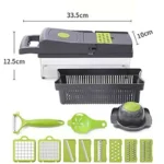 16-In-1 Multifunctional Vegetable Chopper & Slicer With Colander Basket And Storage Container – Heavy-Duty Food Cutter & Dicer For Onion, Potato, Carrot, Garlic & More - Image 5