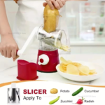 New Vegetable Cutter & Slicer Manual Kitchen Cheese Chopper Machine With 3 Sharp Drums Multifunctional Garlic Potato Shredder For Easy Food Preparation (Random Color) - Image 5