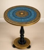 Handmade Wooden Naqshi Art Round Table - 18 inches