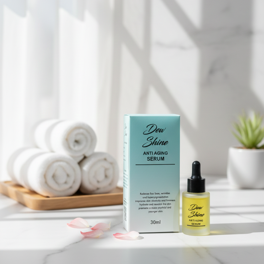 46144dc859424b98952b33806b727d65 Dew Shine Anti Aging Serum Gentle Formula Reduces Fine Lines Improves Skin Elasticity Provides Radiant Glow And Smooth Texture For Daily Use - 30ml - Image 1