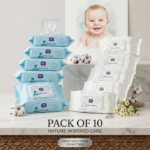 Soft-Creme Baby Wipes Pack of 10 -| 80 Wipes Each Pack | 100% Cotton | Alcohol Free | Best Quality with light Fragrance