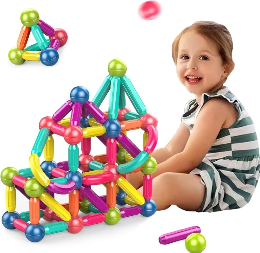f27757c5f16fdf9b2acd9a7e05b5471b Magnetic Toys Building Blocks - 36 PCS Kids Magnet Balls and Rods Set Toddler STEM Sticks Toy Learning Educational Block Games Stacking Toys for Boy Girl Age 3+ Years Old Preschool - Image 1